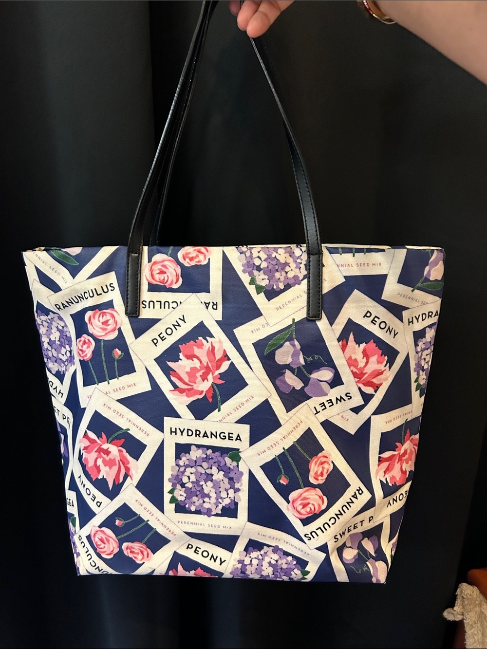 Kate Spade Turn Over a New Leaf Seed Packet Bon Tote bag - black leather handles - Picture 3 of 16